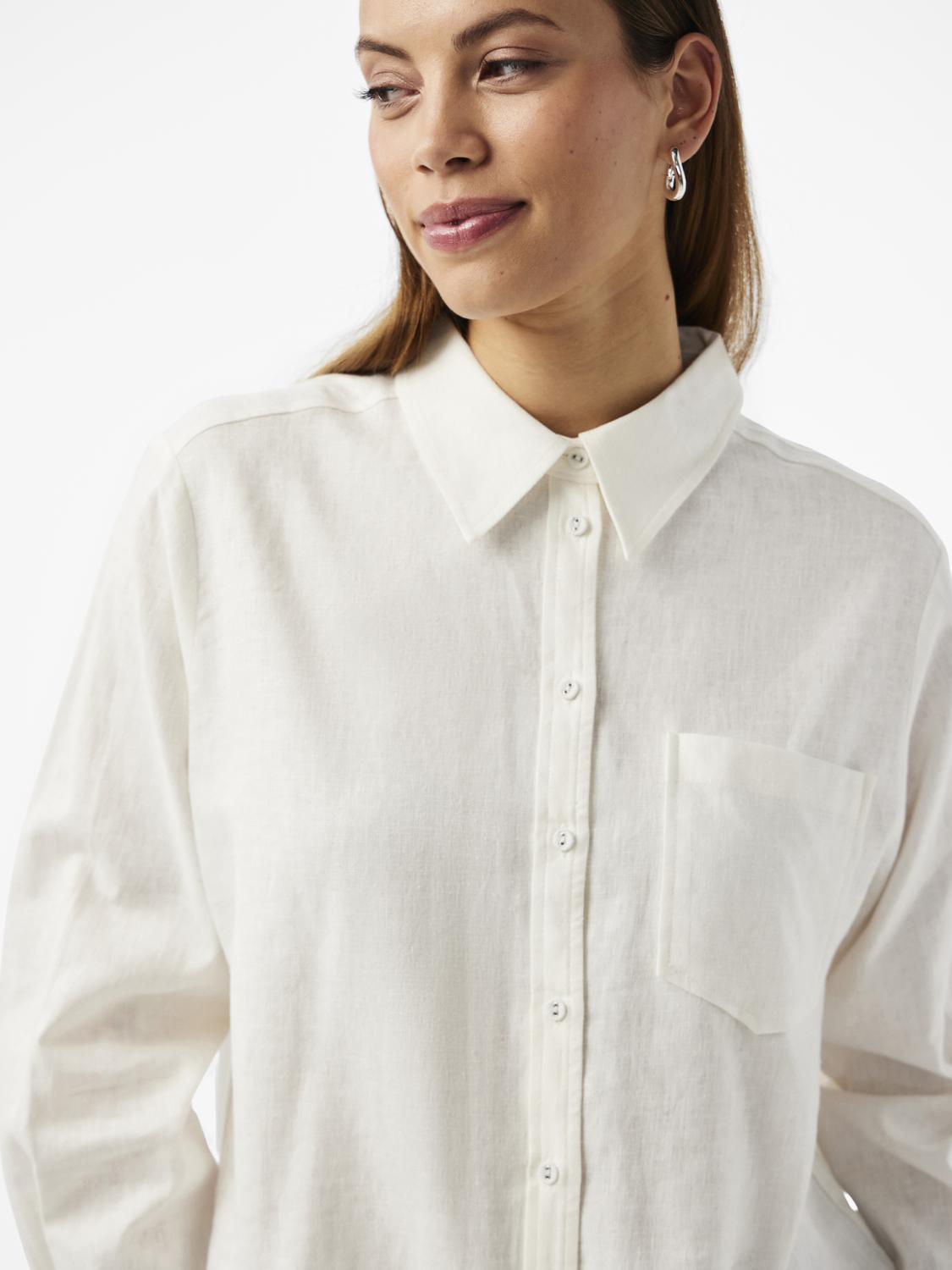 Flaxy Ls Linen Shirt - Star White