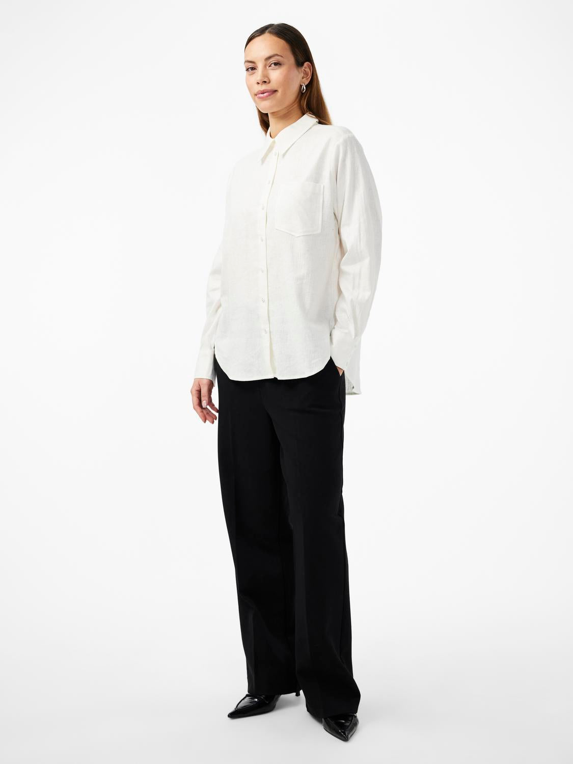 Flaxy Ls Linen Shirt - Star White