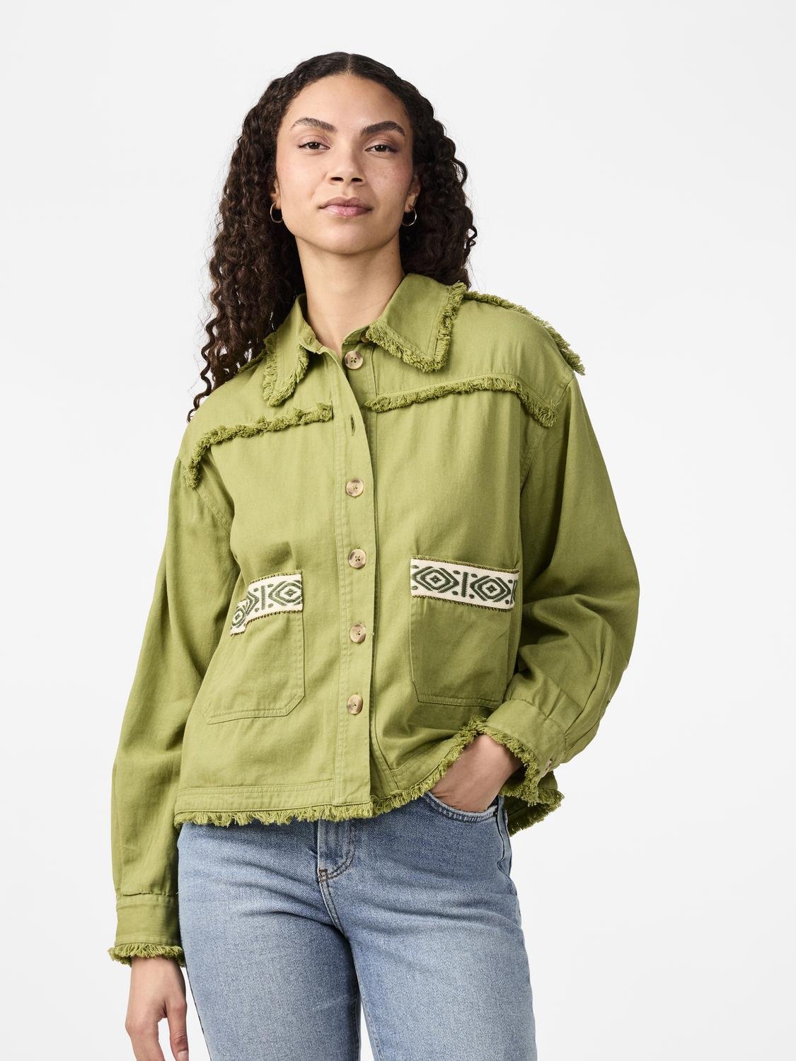 Yastokka Embroidery Jacket - Mosstone W. Wash Effect