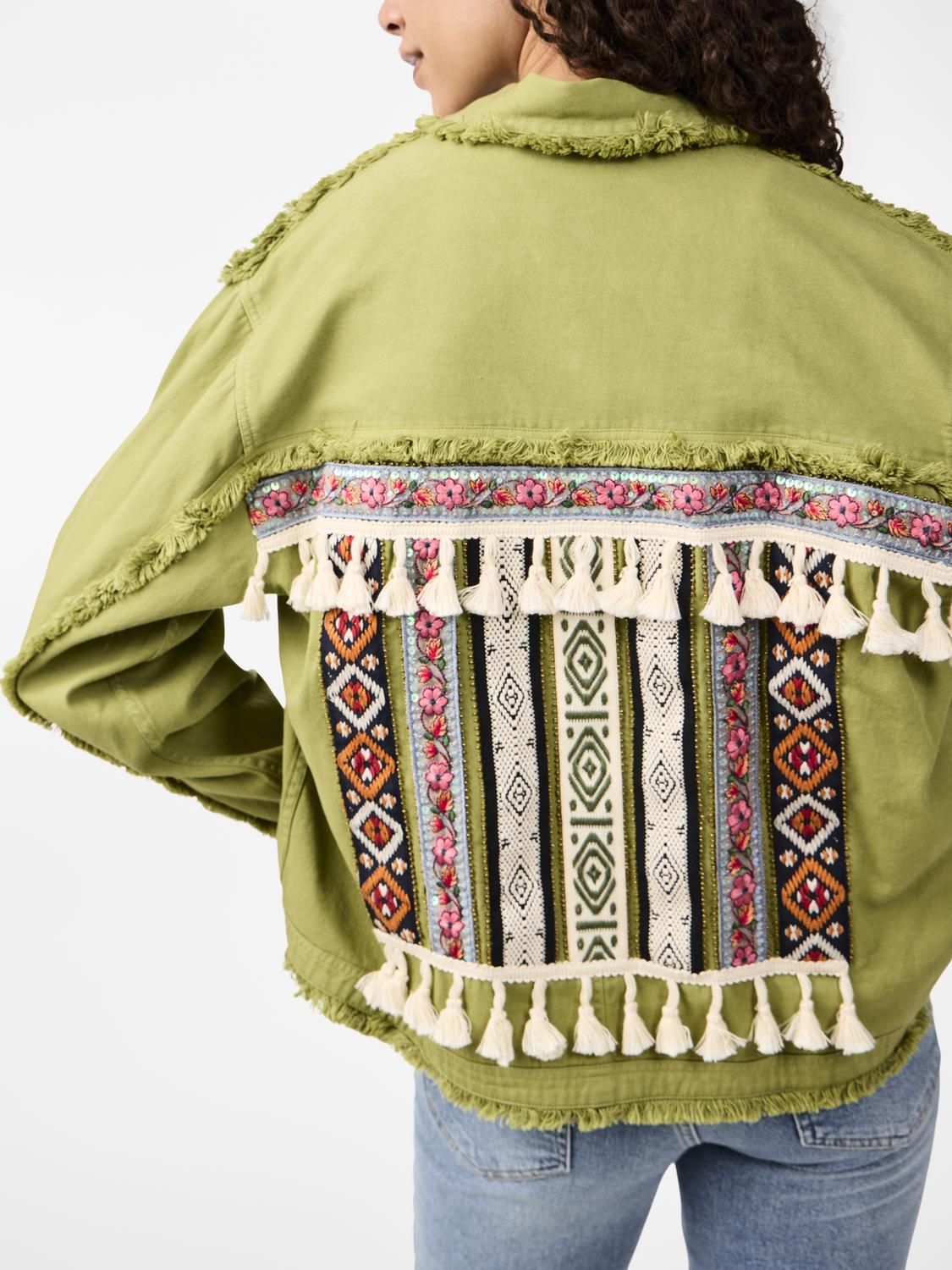 Yastokka Embroidery Jacket - Mosstone W. Wash Effect