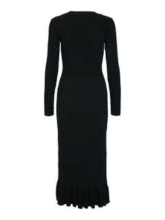 Mikke Ls Midi Knit Dress S - Black