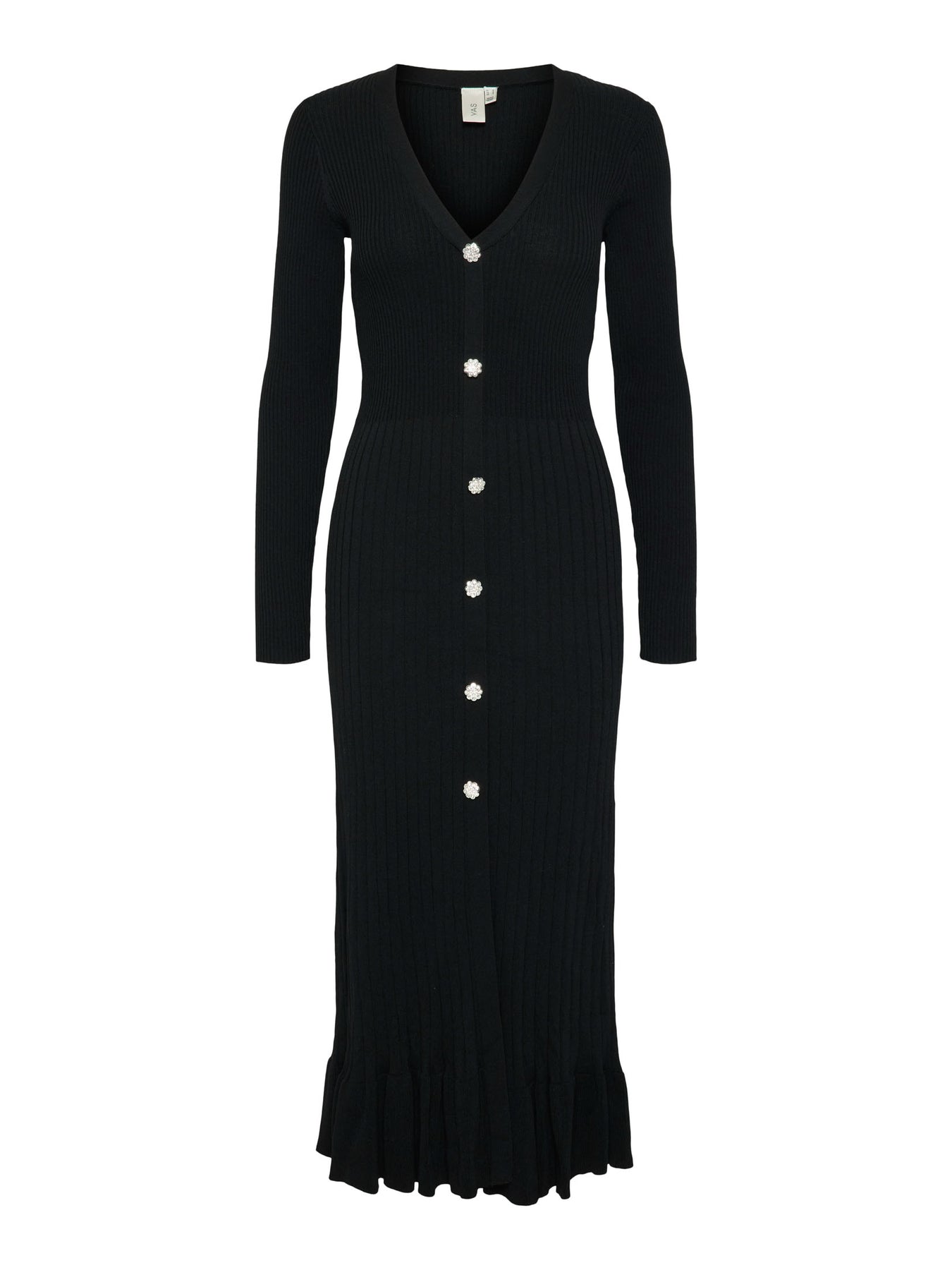 Mikke Ls Midi Knit Dress S - Svart
