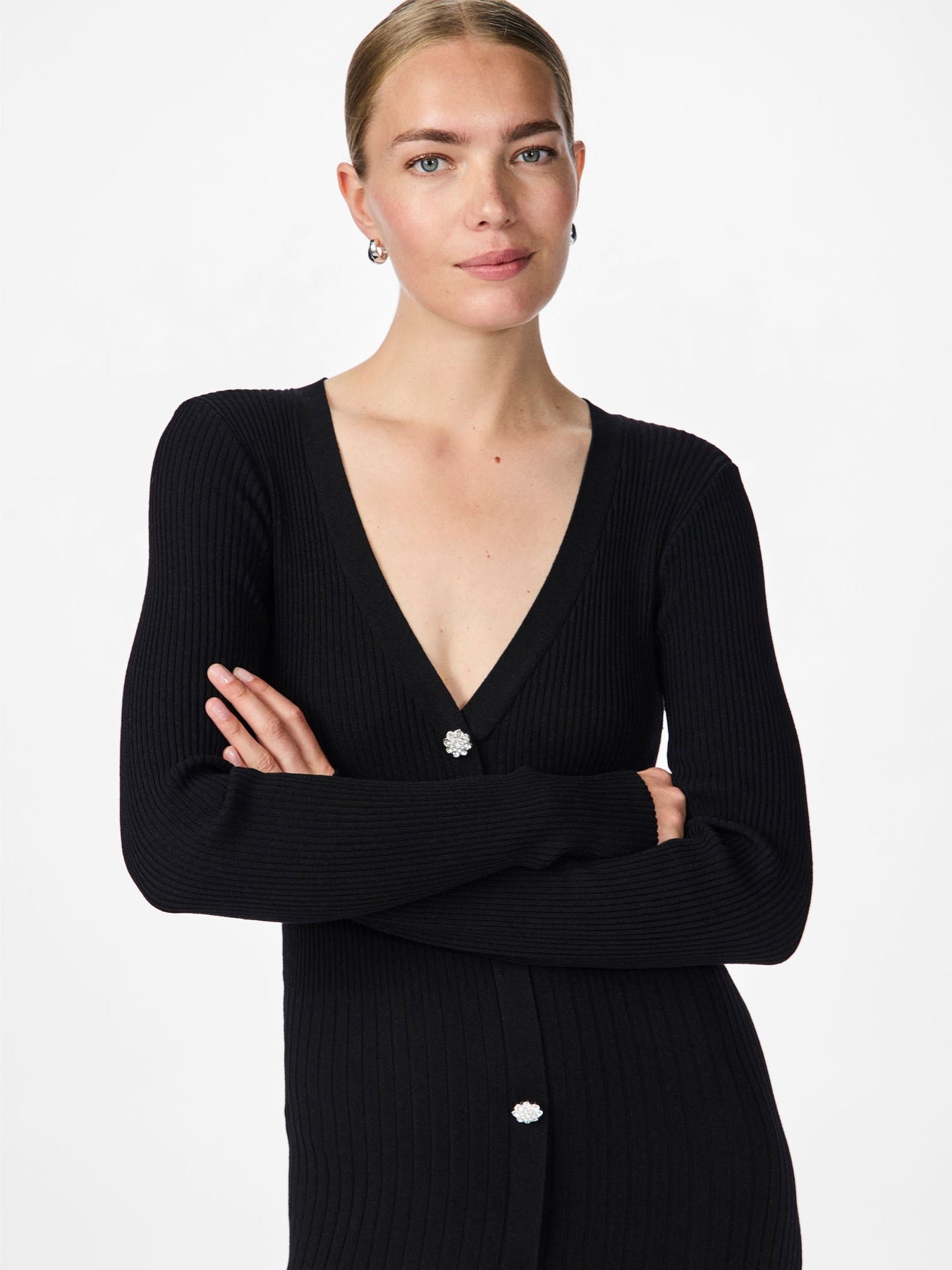Mikke Ls Midi Knit Dress S - Svart