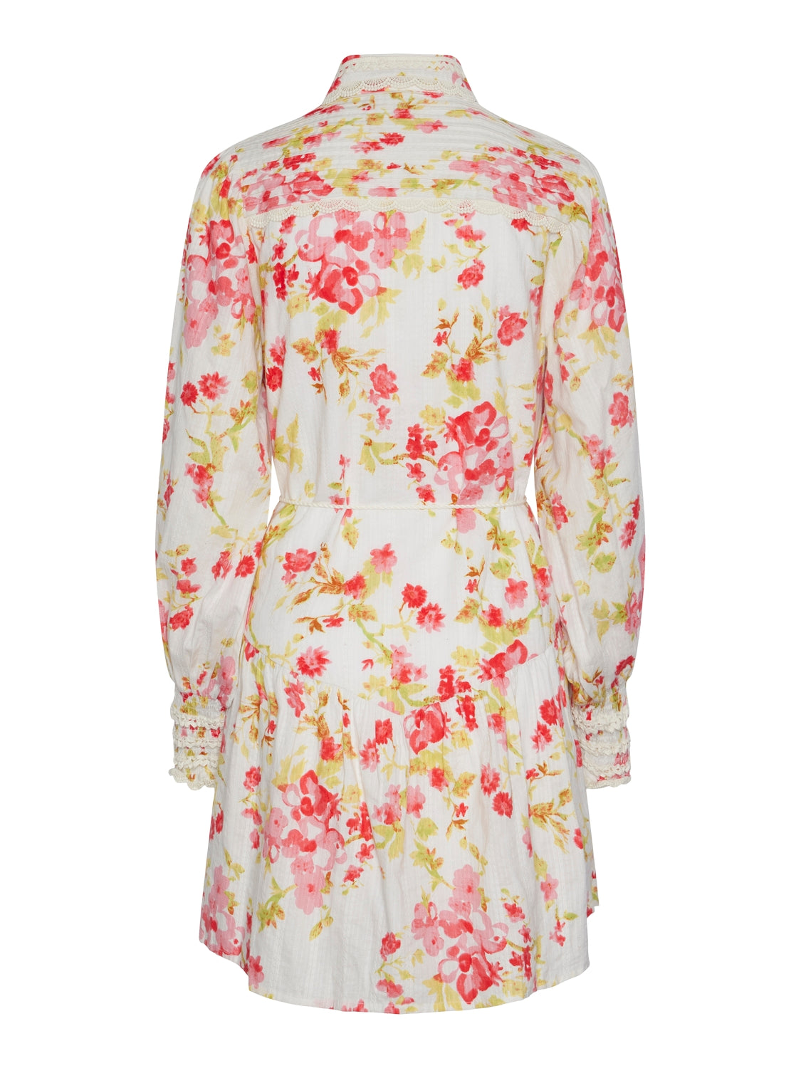 Yassomelli Ls Shirt Dress - Birch W. Red Flowers