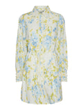 Yassomelli Ls Shirt Dress - Birch W. Blue Flowers
