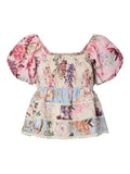 Yasmessa Ss Smock Top - Pristine W. Ballerina/Skyway