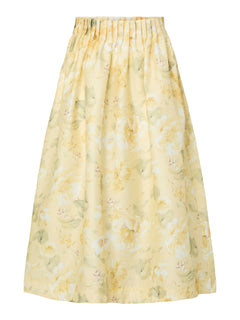 Yaslemon HW Ankle Skirt - Pale Banana Lemon Print