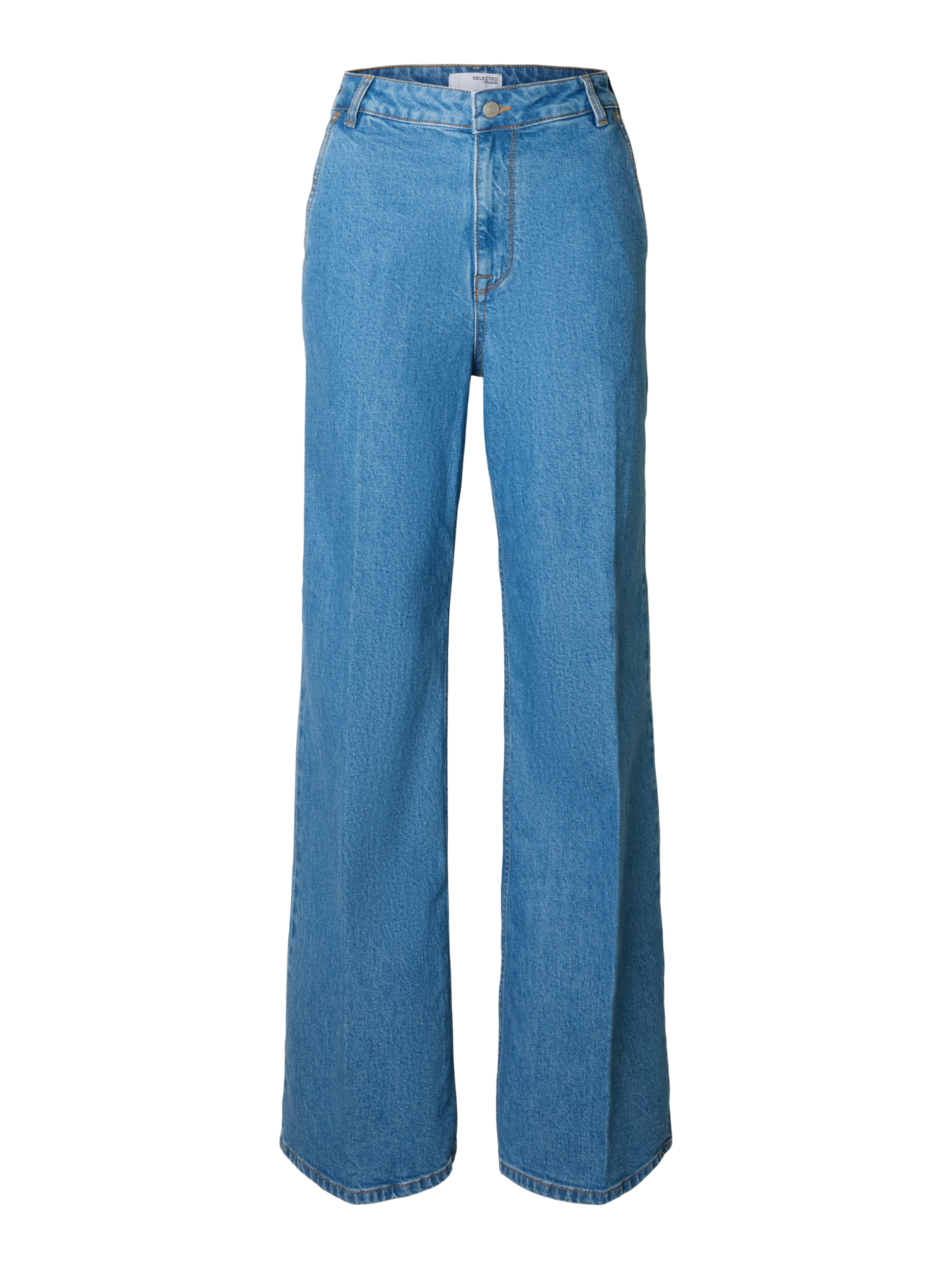Selected Femme Evelyn Mw Wide Jeans - Medium Blue Denim