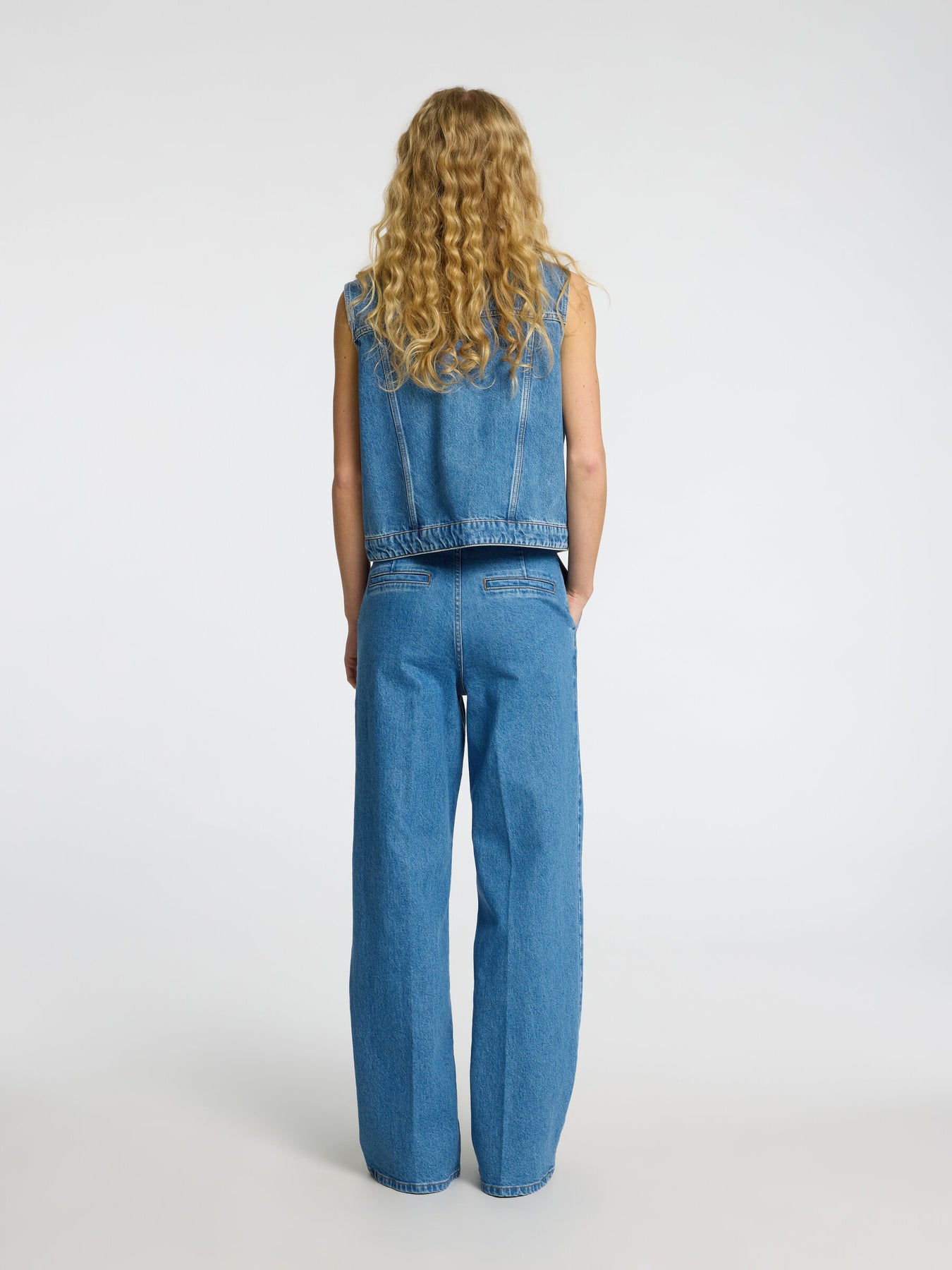 Selected Femme Evelyn Mw Wide Jeans - Medium Blue Denim