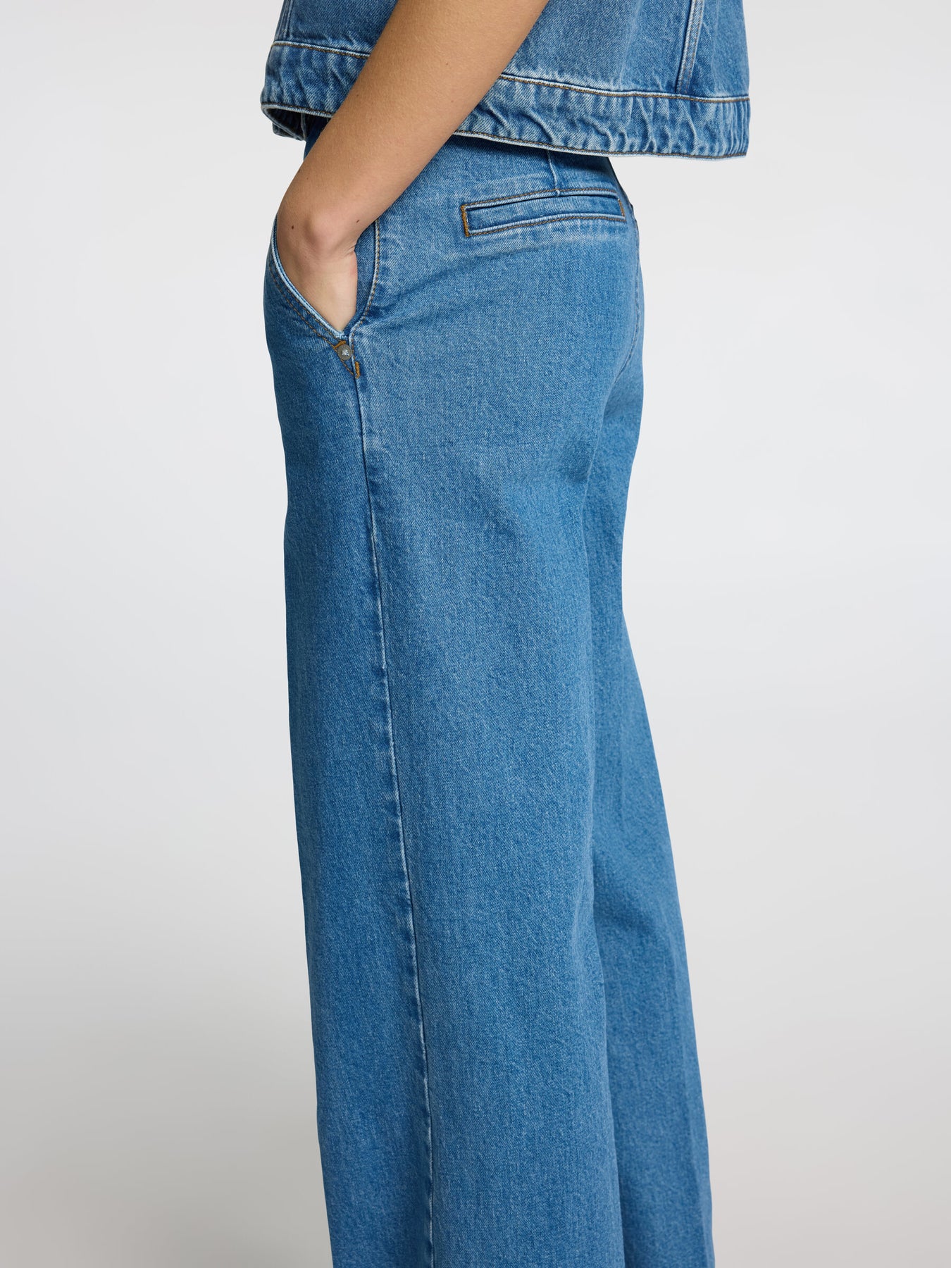 Selected Femme Evelyn Mw Wide Jeans - Medium Blue Denim