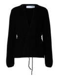 Sia Ras Ls Knit Belt Kofta - Svart