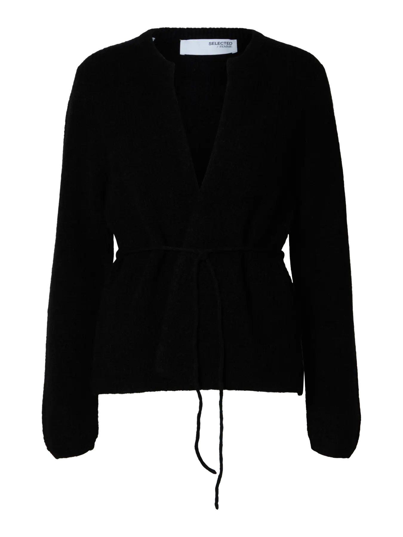 Sia Ras Ls Knit Belt Kofta - Svart