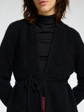Sia Ras Ls Knit Belt Kofta - Svart