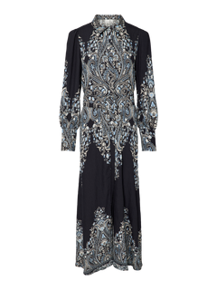 Yasbirma Ls Long Shirt Dress - Black Birma Print