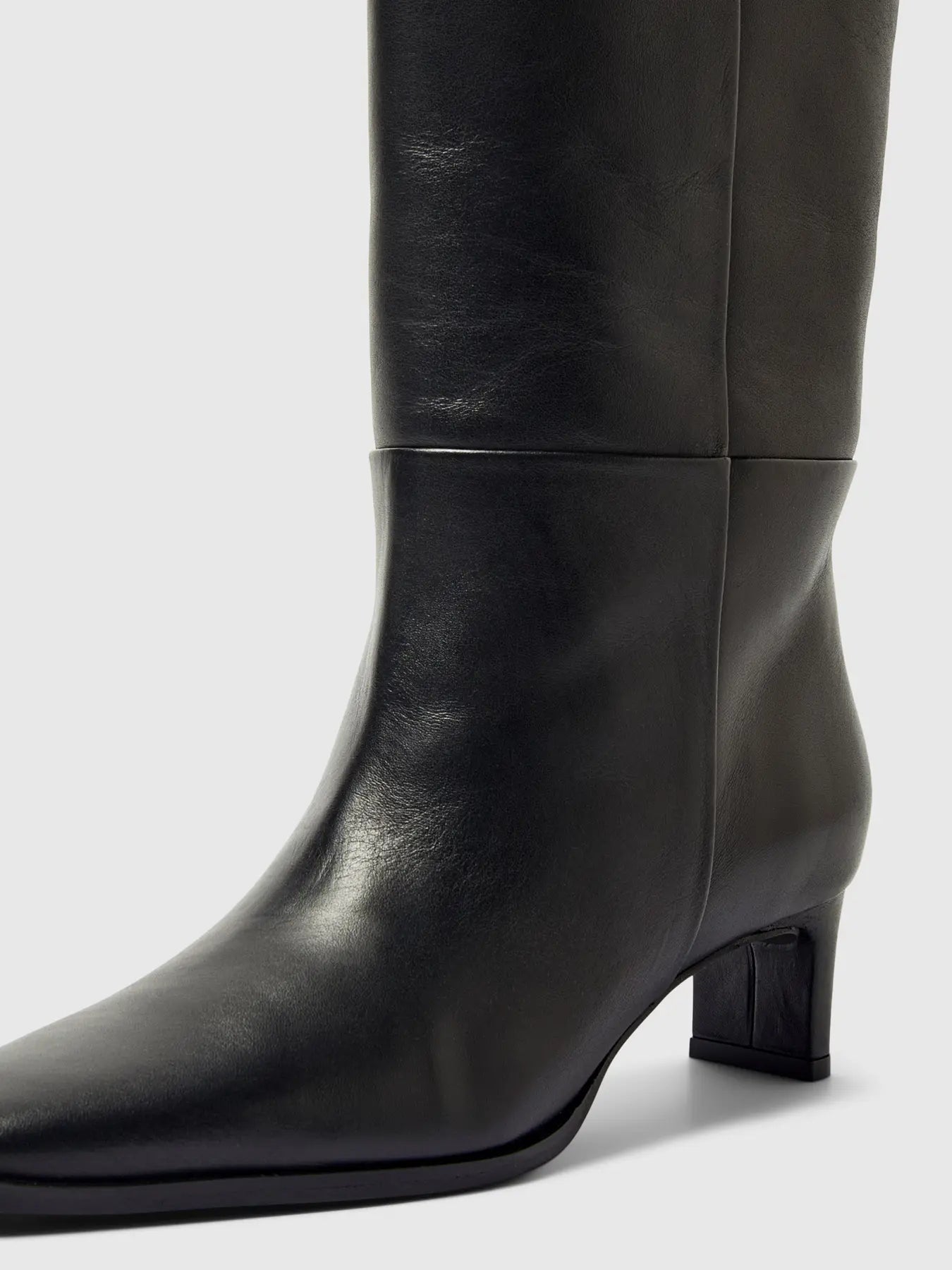 Olivia Leather High Shafted Boot - Black
