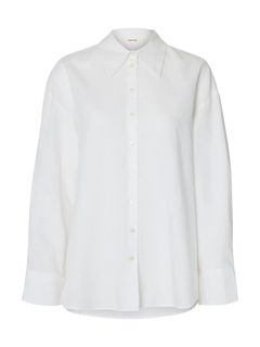 Cleo Oversize Linen Blend Shirt - Bright White
