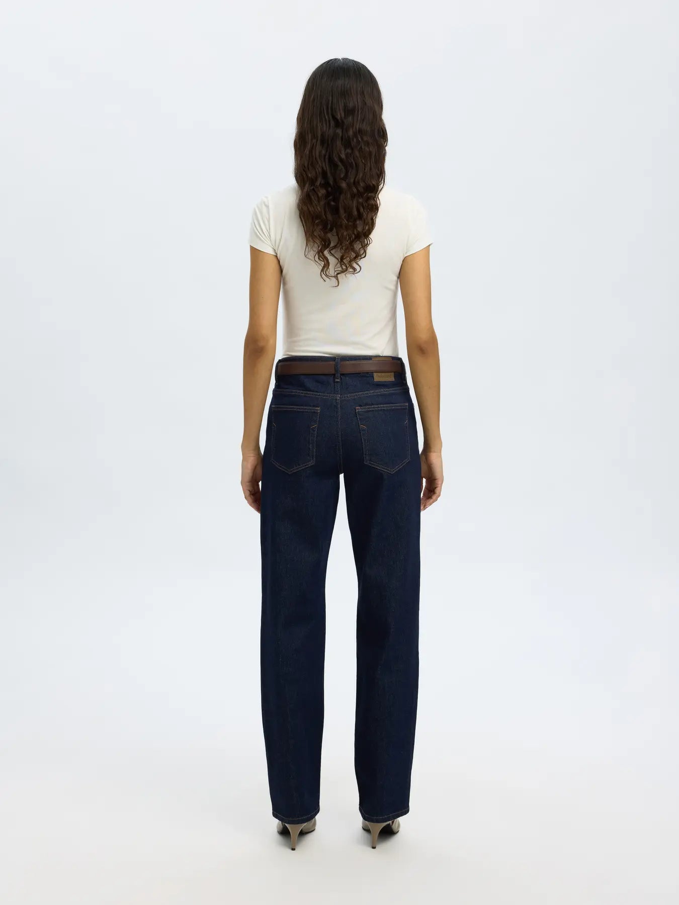 Straight Bea-Kori Mw Jeans - Mörkblå Denim