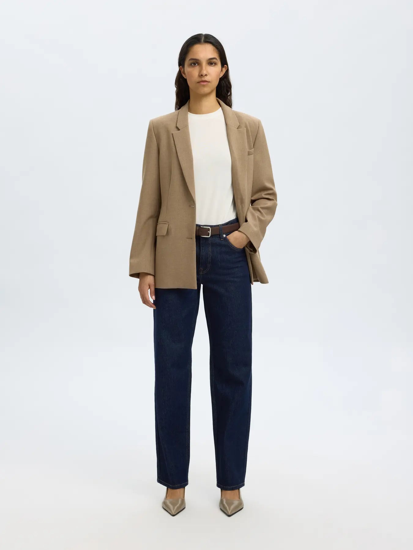 Straight Bea-Kori Mw Jeans - Mörkblå Denim
