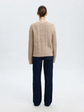 Nelly Ls Knit O-Neck Kofta - Birch Melange