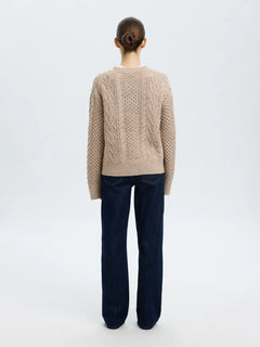 Nelly Ls Knit O-Neck Cardigan - Birch Melange