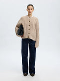 Nelly Ls Knit O-Neck Kofta - Birch Melange