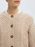 Nelly Ls Knit O-Neck Kofta - Birch Melange