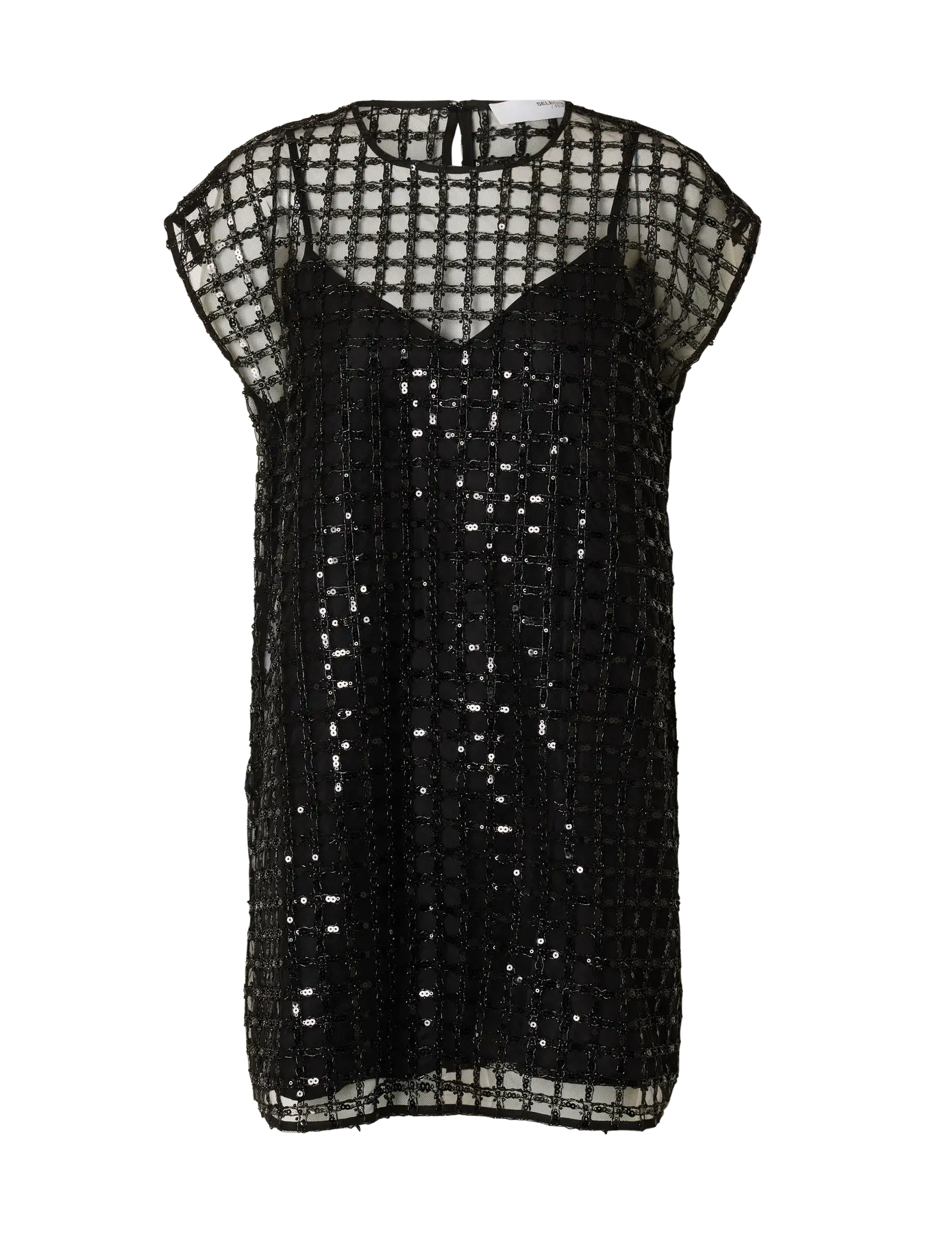 Laren Relaxed Sl Short Sequins Dress - Black