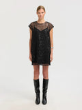 Laren Relaxed Sl Short Sequins Dress - Black