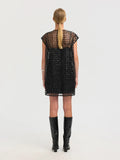 Laren Relaxed Sl Short Sequins Dress - Black
