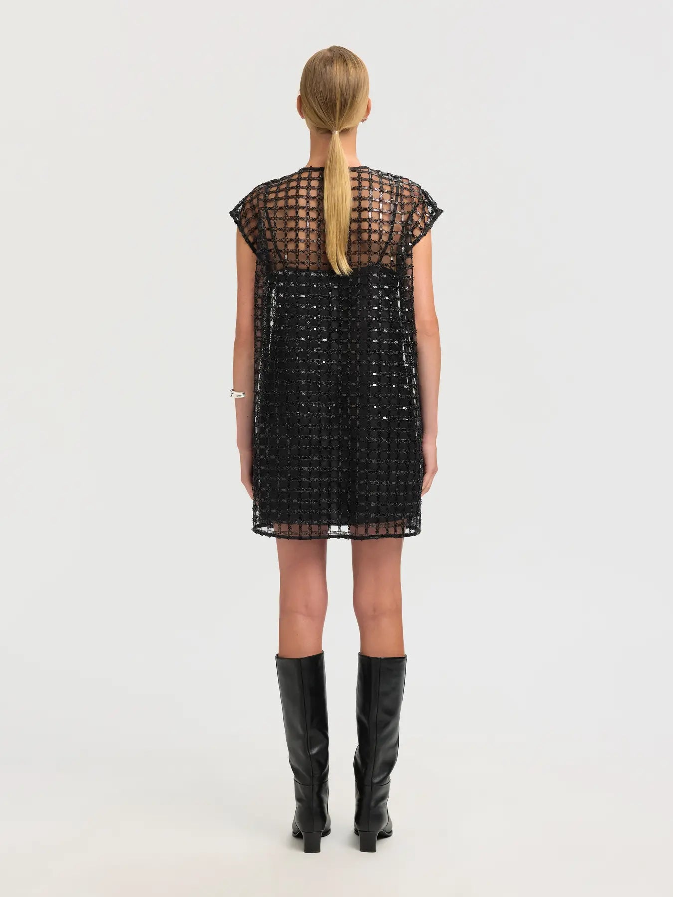Laren Relaxed Sl Short Sequins Dress - Black