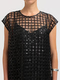Laren Relaxed Sl Short Sequins Dress - Black