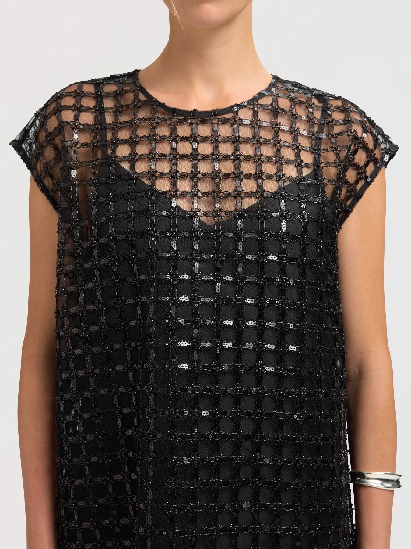 Laren Relaxed Sl Short Sequins Dress - Black
