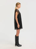 Laren Relaxed Sl Short Sequins Dress - Black