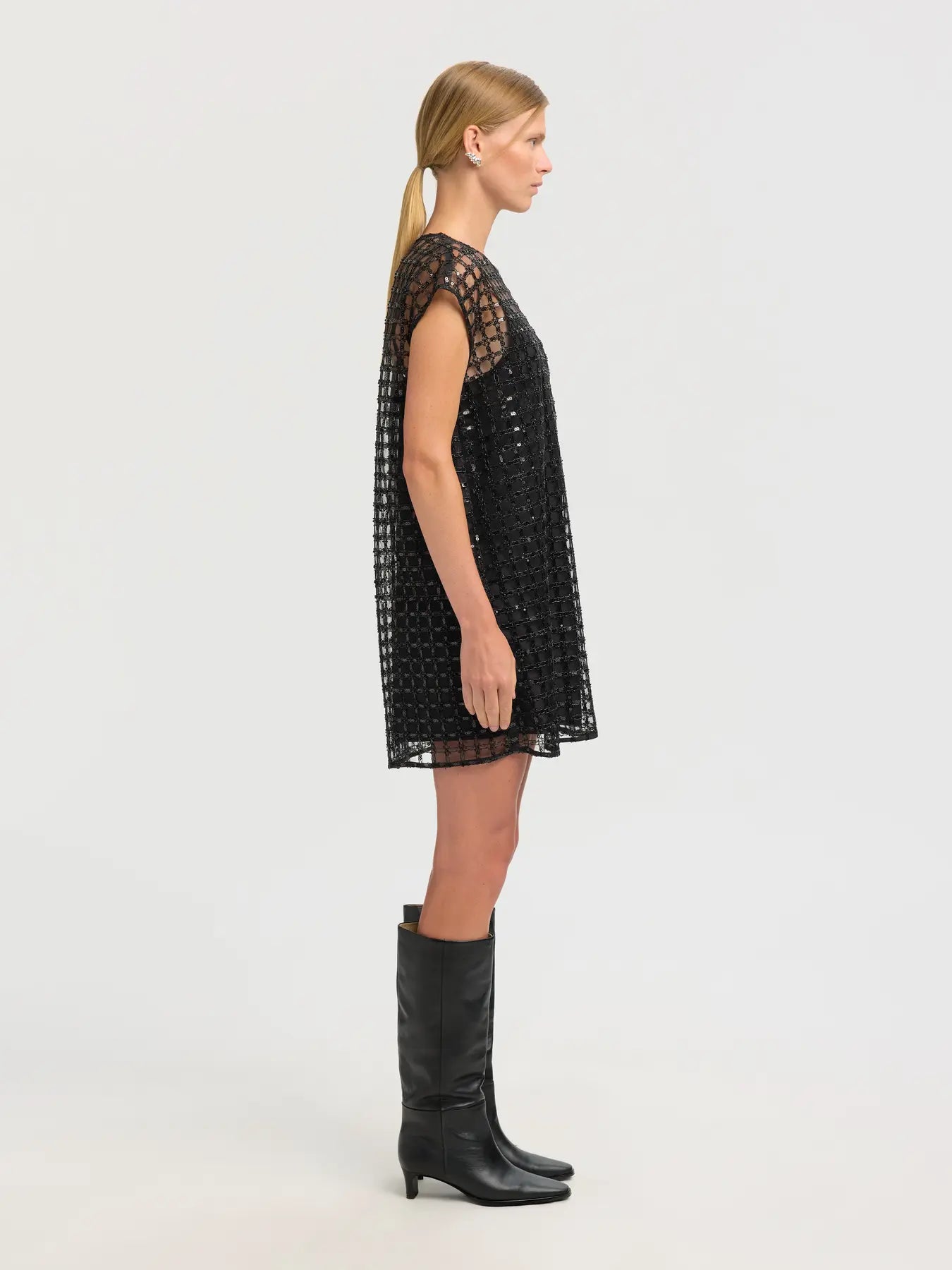 Laren Relaxed Sl Short Sequins Dress - Black