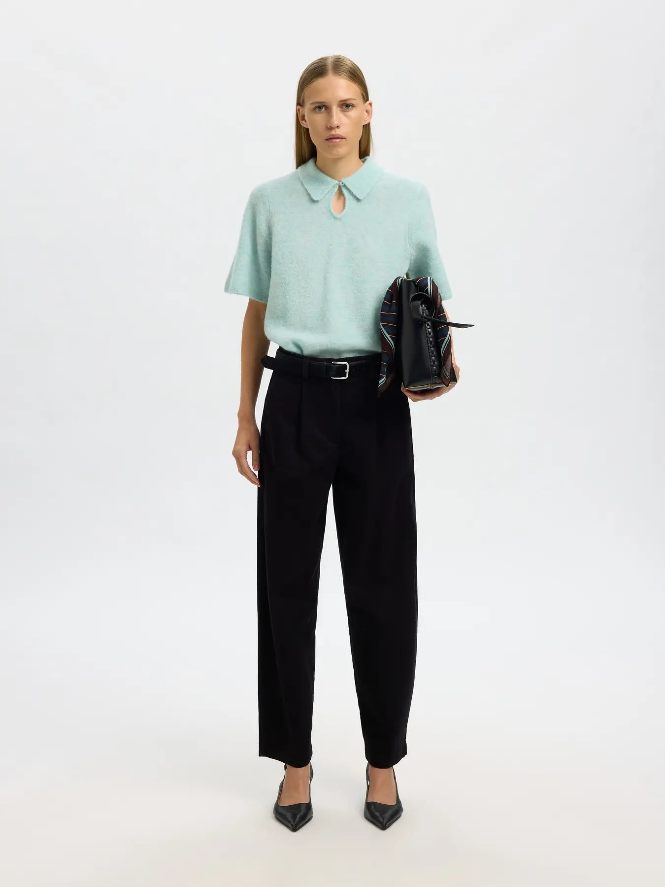 Sia Ras 2/4 Knit Key Hole Collar Neck - Blue Glow Melange