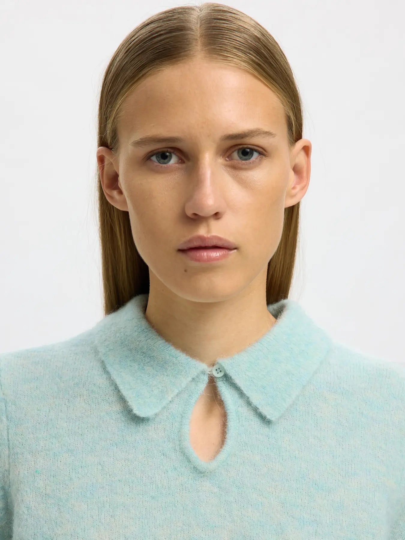 Sia Ras 2/4 Knit Key Hole Collar Neck - Blue Glow Melange