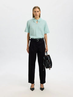 Sia Ras 2/4 Knit Key Hole Collar Neck - Blue Glow Melange