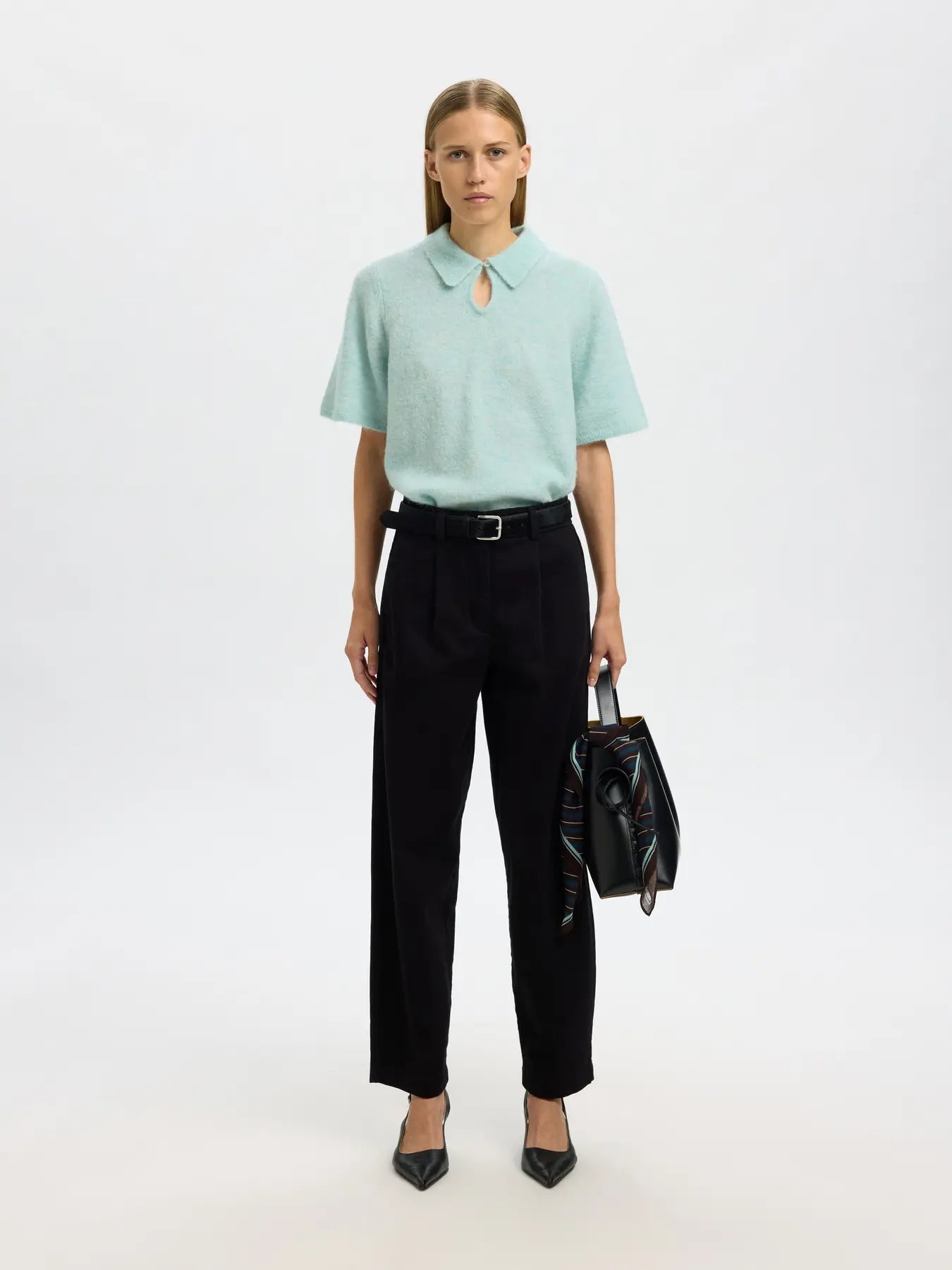 Sia Ras 2/4 Knit Key Hole Collar Neck - Blue Glow Melange
