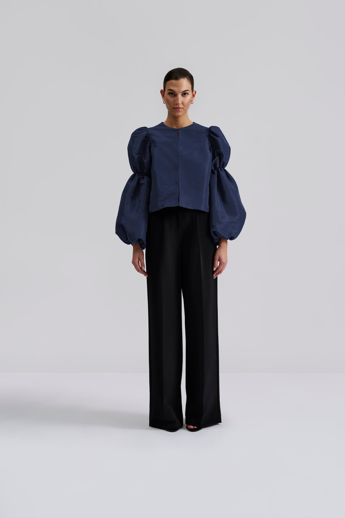 Zoey Double Pouf Sleeve Blouse - Mörkblå