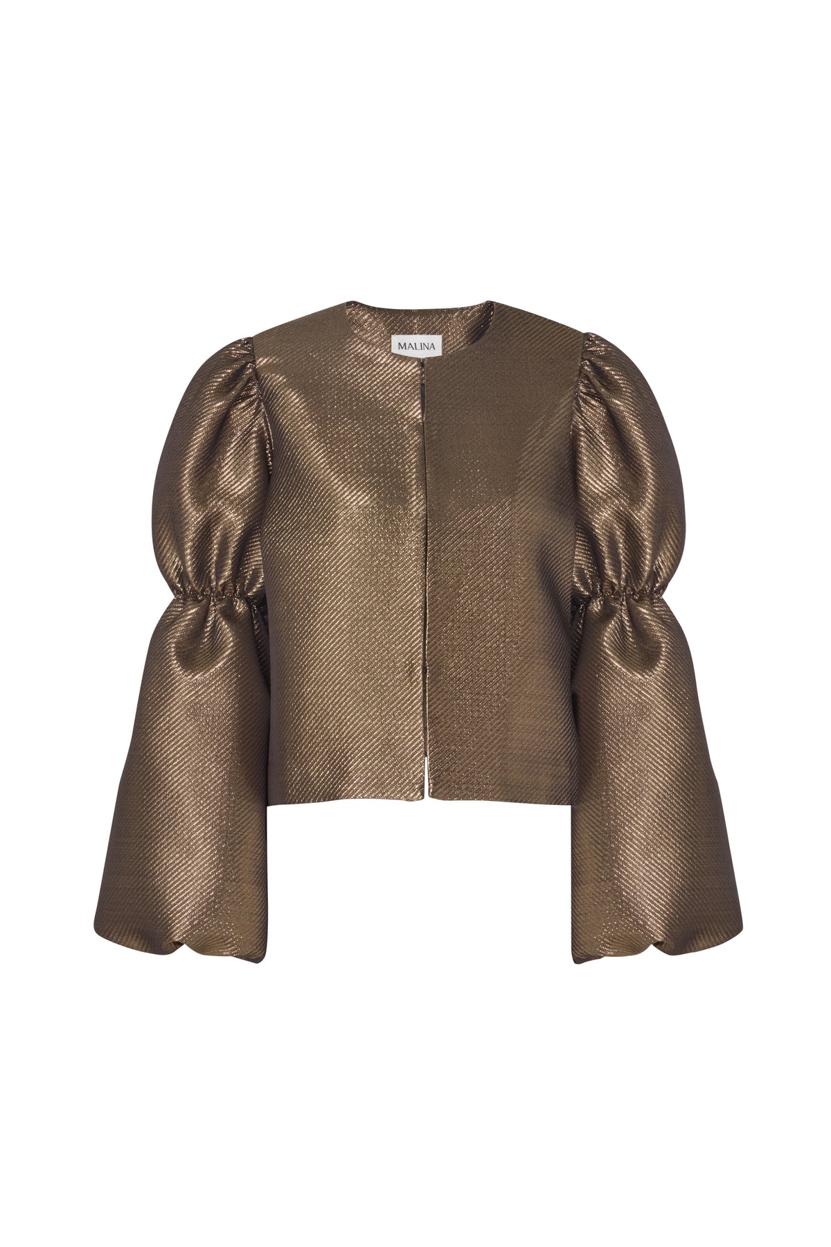 Zoey Double Pouf Sleeve Blouse - Gold Metallic