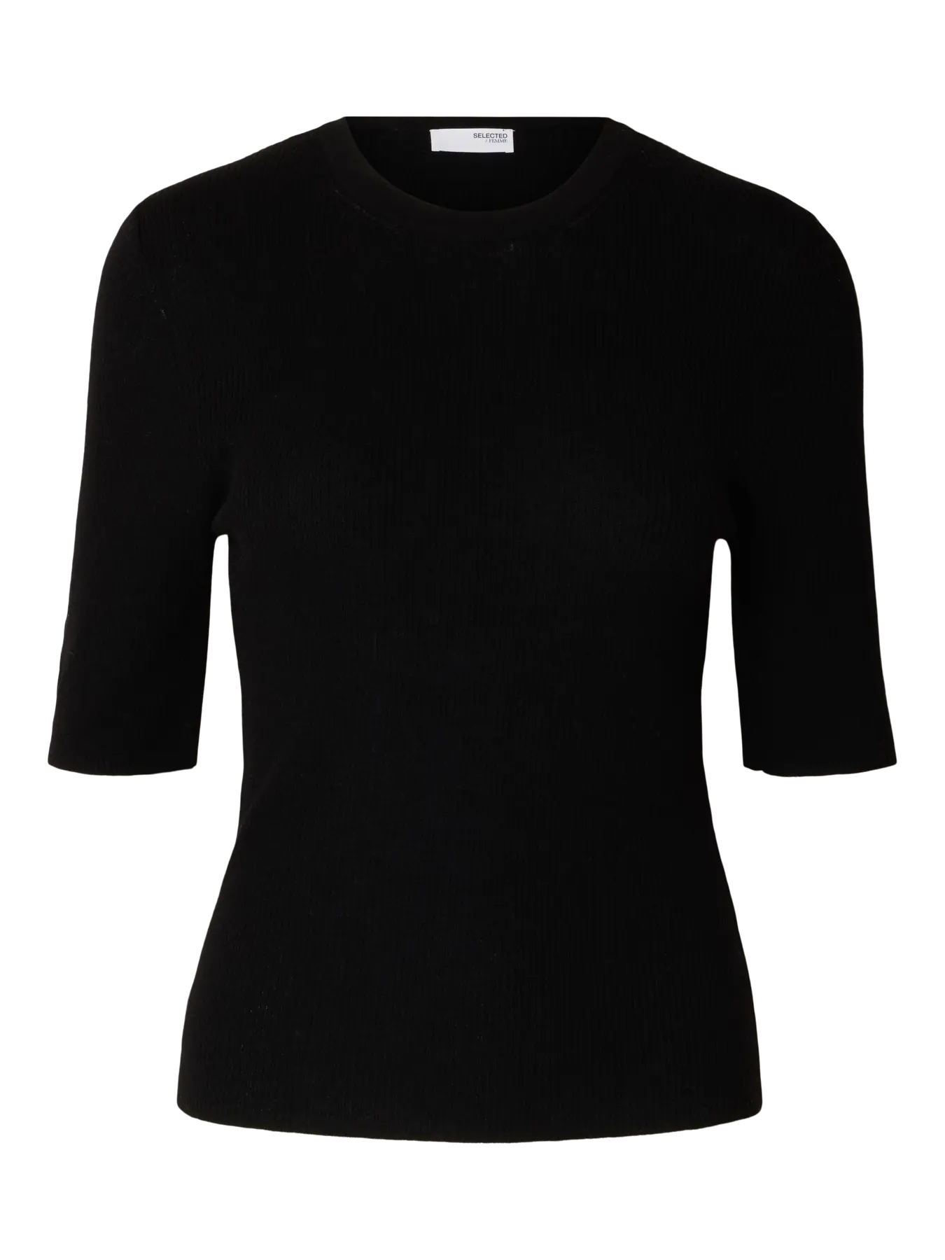 Ingrid 2/4 Knit O-Neck - Svart