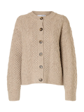 Nelly Ls Knit O-Neck Kofta - Birch Melange