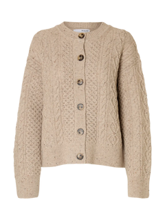 Nelly Ls Knit O-Neck Cardigan - Birch Melange