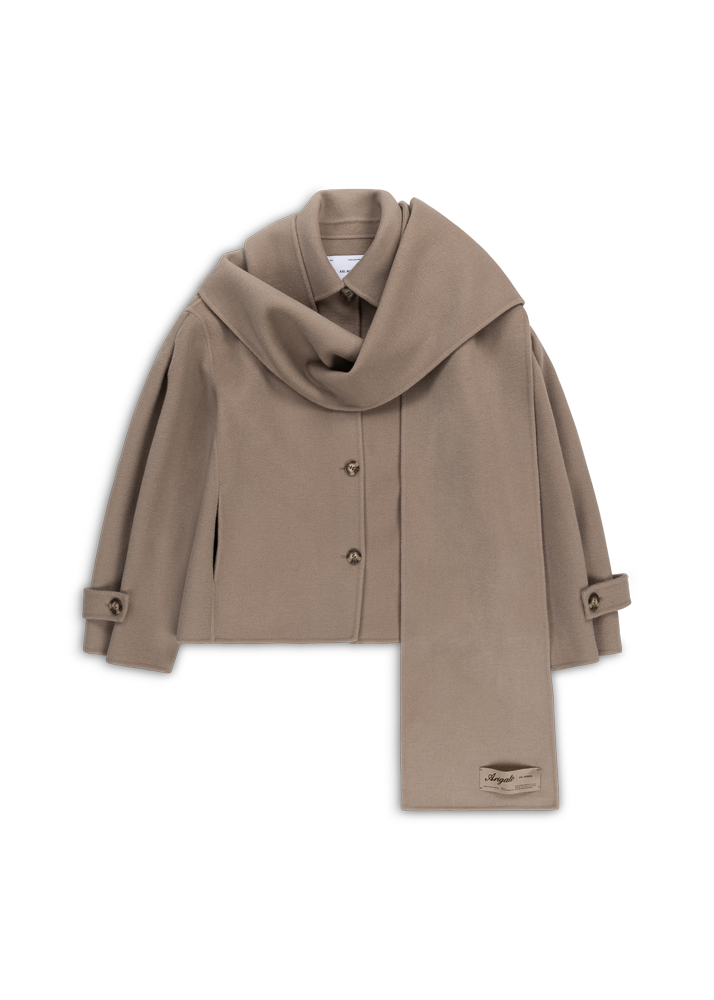 Dew Scarf Detailed Jacket - Stone