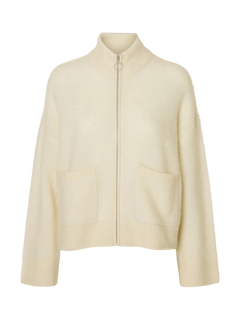 Sia Ras Ls Knit Zipper Cardigan - Snow White Melange