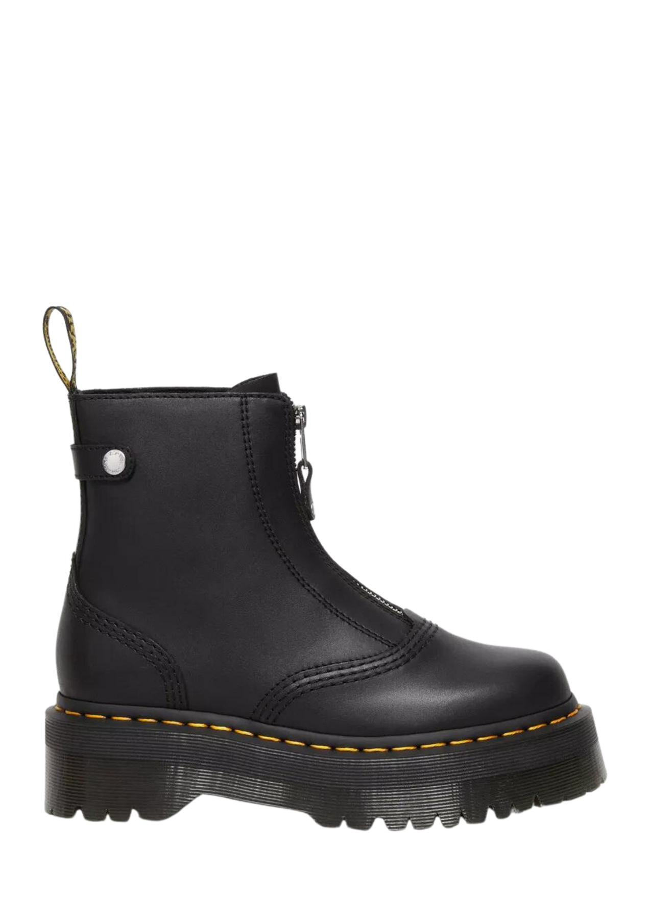 Jetta Zipped Leather Platform Boots - Black Sendal