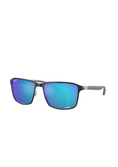 RB3721CH - Black On Silver - Green Mir Blue Polar