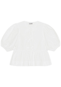 Ganni Cotton Poplin Peplum Blouse - Bright White