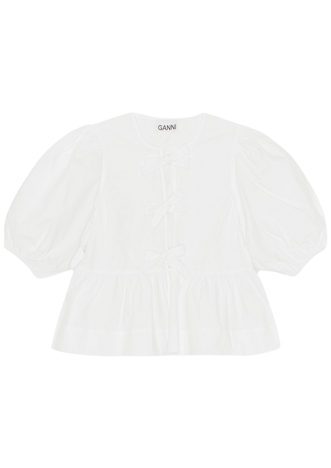 Ganni Cotton Poplin Peplum Blouse - Bright White