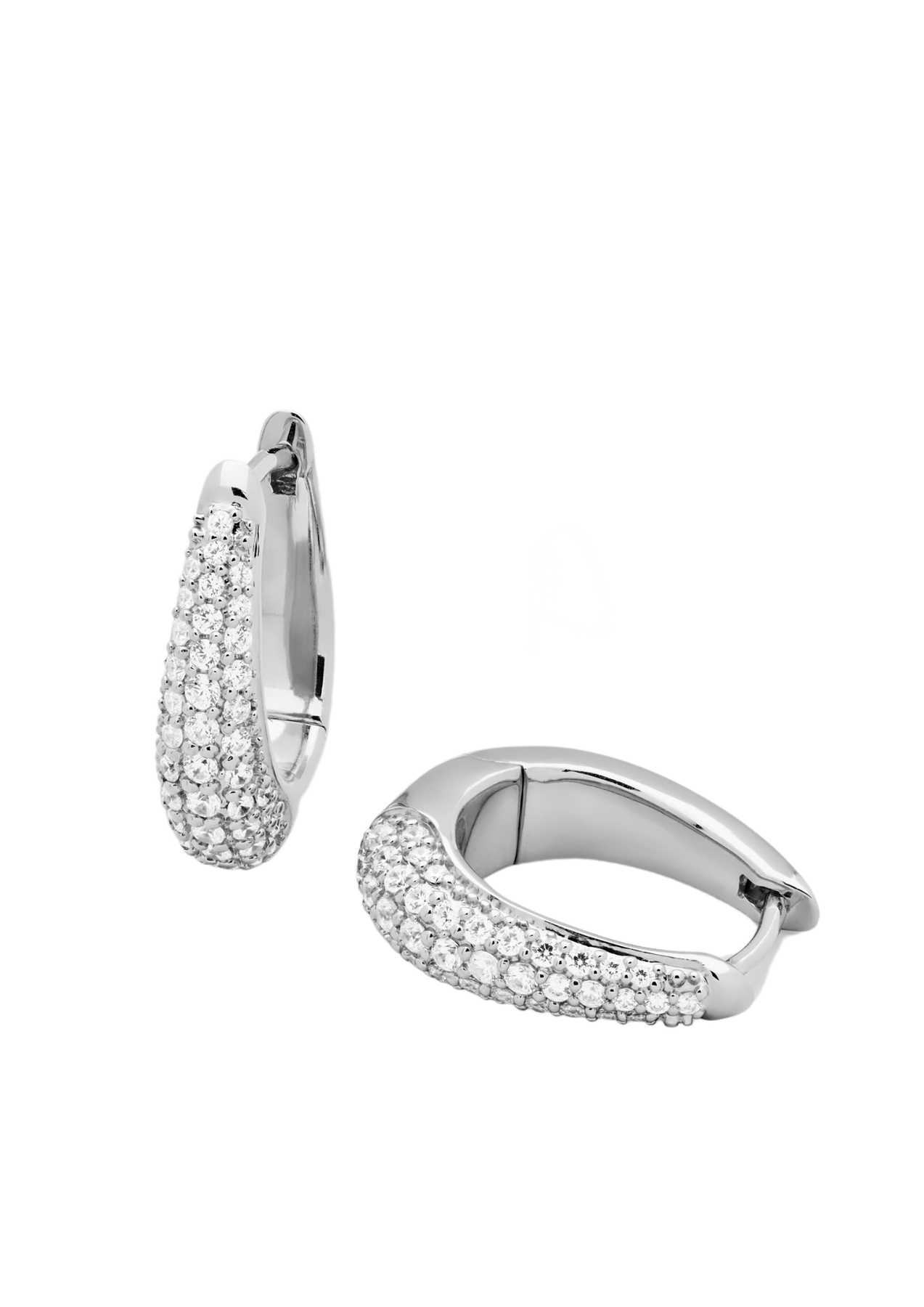 Liz Hoops Pave - Silver